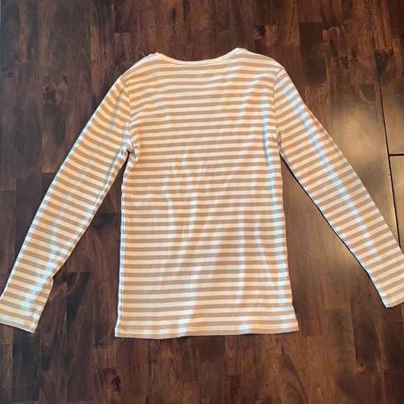 Ann Taylor XSP beige and cream striped long sleeve shirt - Picture 3 of 3